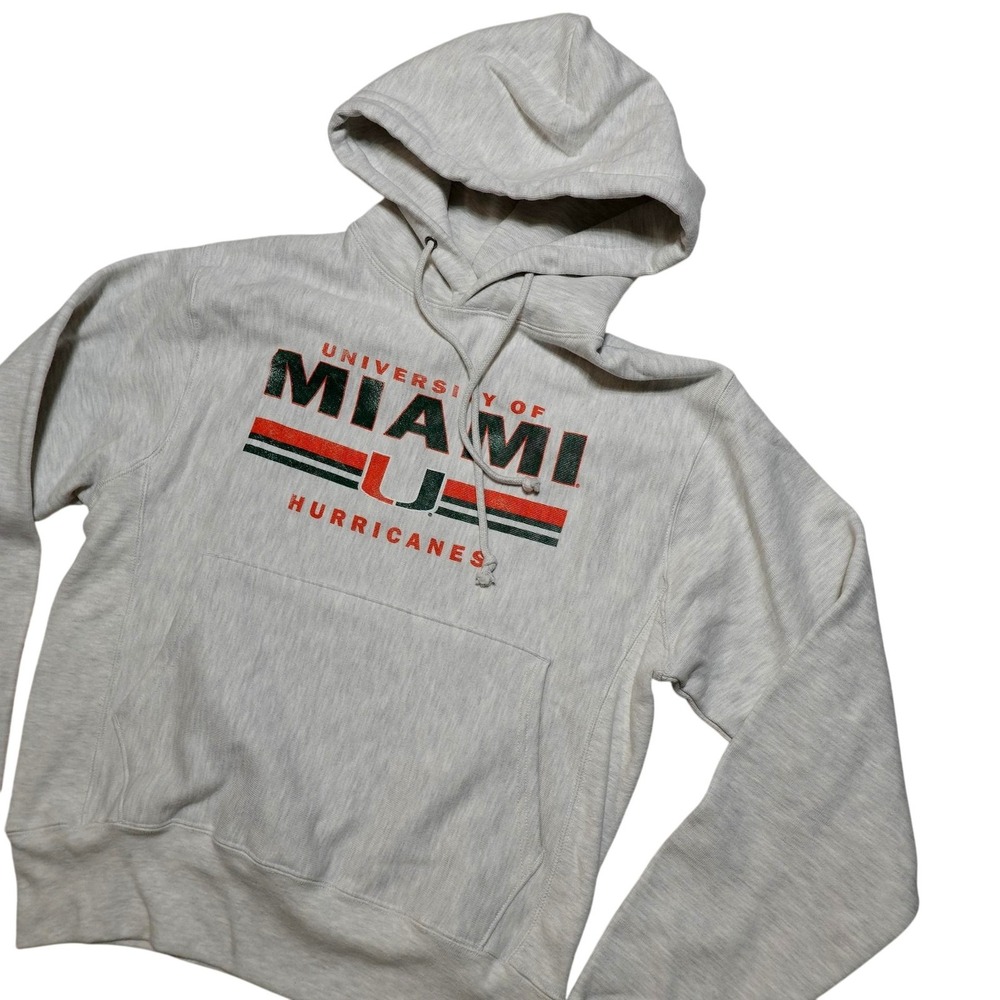 Miami Hurricanes Hoodie Sweatshirt Mens Small Gray NCAA Football Champion